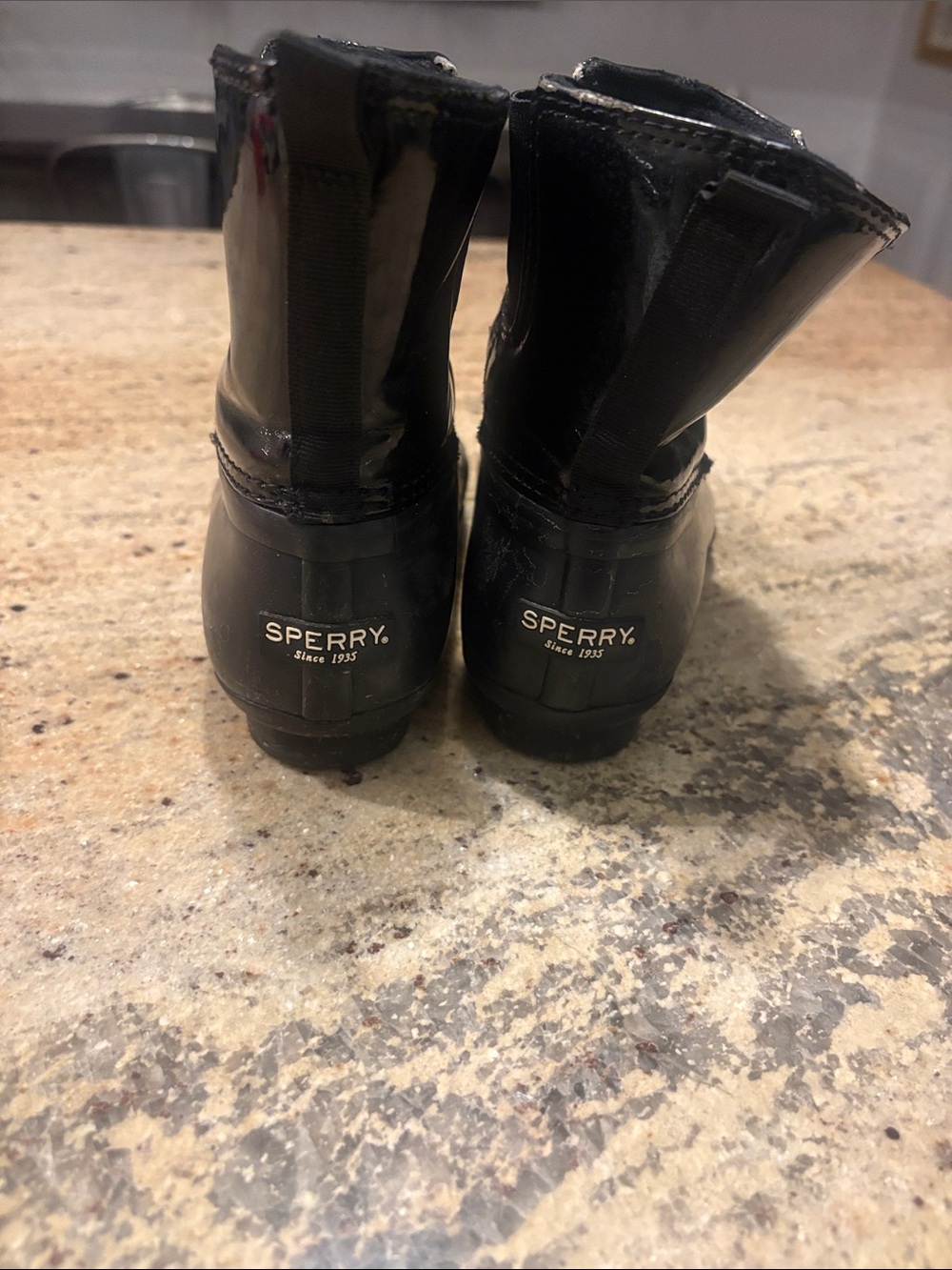 Sperry Women's Glossy Black Rain Ankle Boots